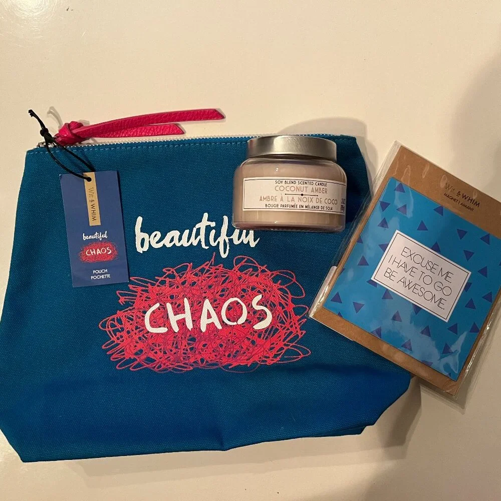 Office Supply or Makeup Pouch, Inspirational‎ Magnet and Candle (new/s/x)